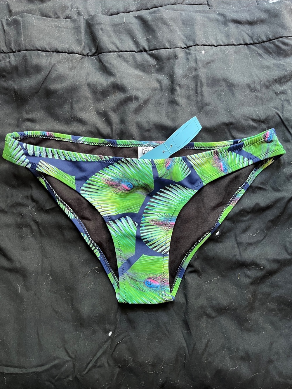Cupshe Navy & Green Peacock-Print Bikini Bottom